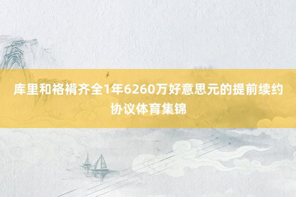 库里和袼褙齐全1年6260万好意思元的提前续约协议体育集锦