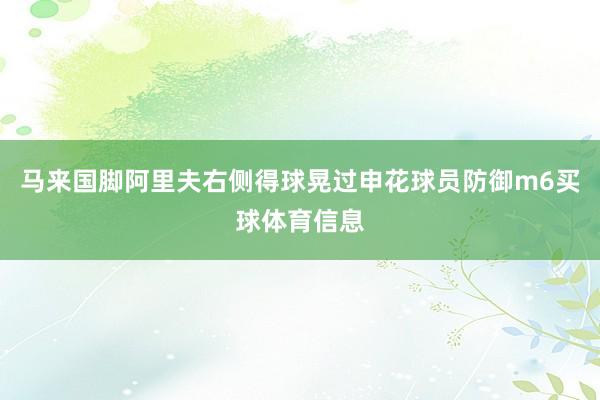 马来国脚阿里夫右侧得球晃过申花球员防御m6买球体育信息